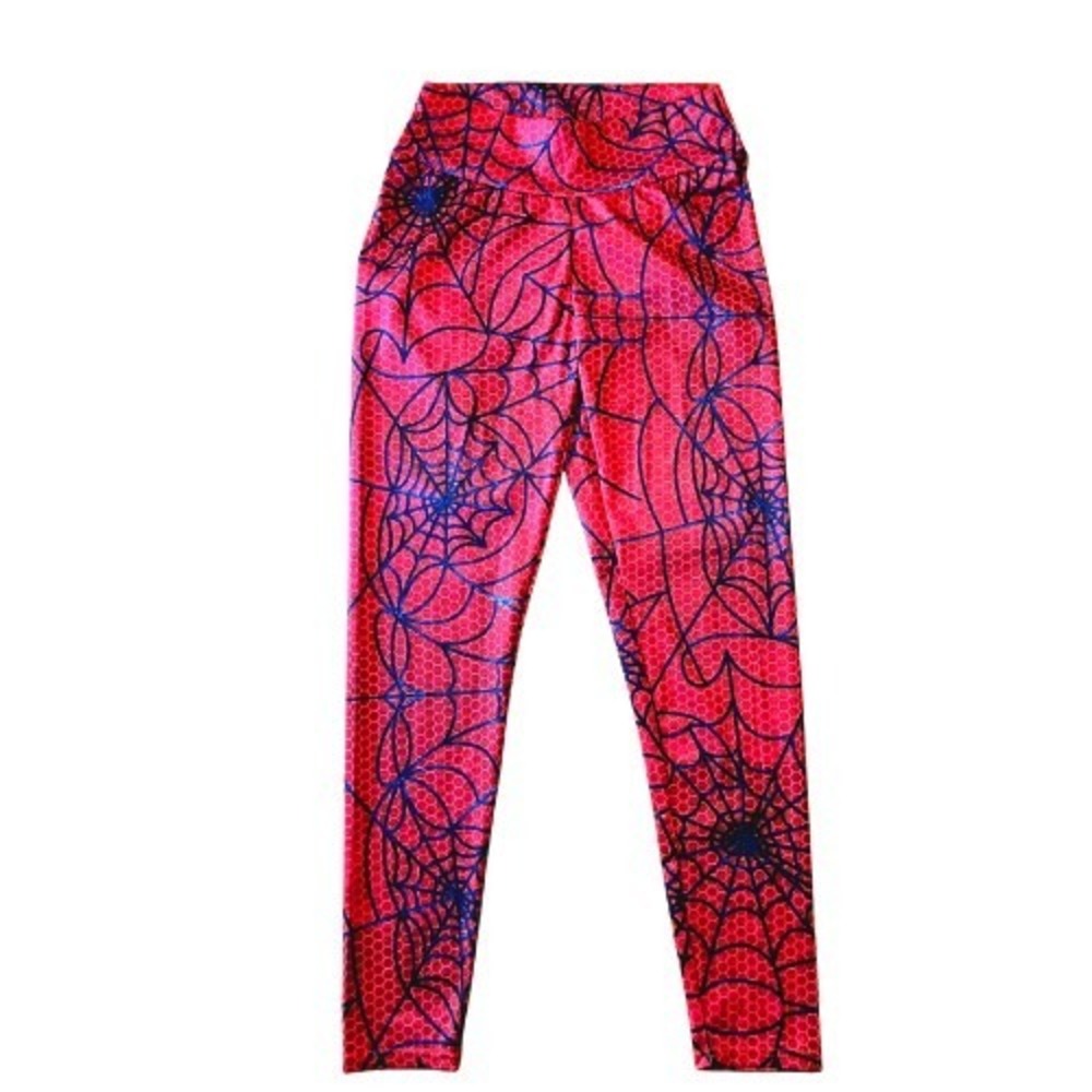 Spiderman Web M Booty Scrunch High Rise Workout Leggings Red Blue One‎ of a Kind